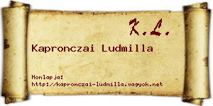 Kapronczai Ludmilla névjegykártya